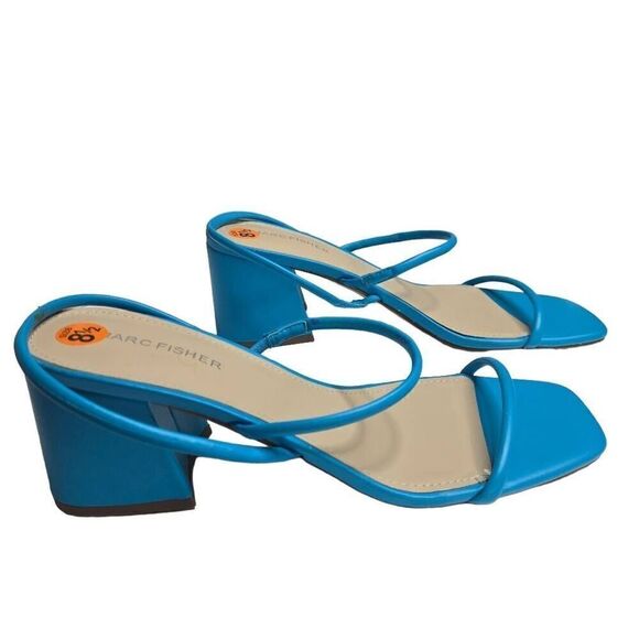 Marc Fisher Blue Open Toe Block Heel Strappy Sandal Size 8.5 - Picture 5 of 9